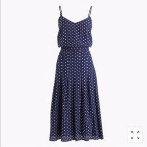 J. CREW Spaghetti-Strap Polka Dot Dress 100% Silk